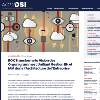 Article ROK sur les organigrammes, les RH et l’IAM publié dans Actu DSI
