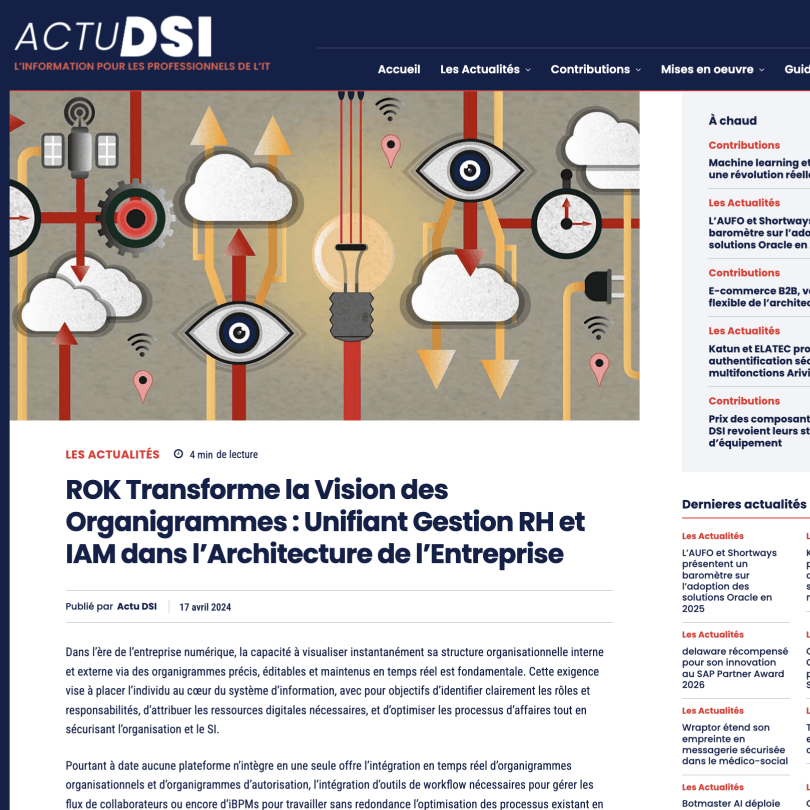ROK article in Actu DSI about organizational charts, HR and IAM