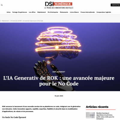 ROK article in Solutions Numériques about hyperautomation, BPM, RPA and generative AI
